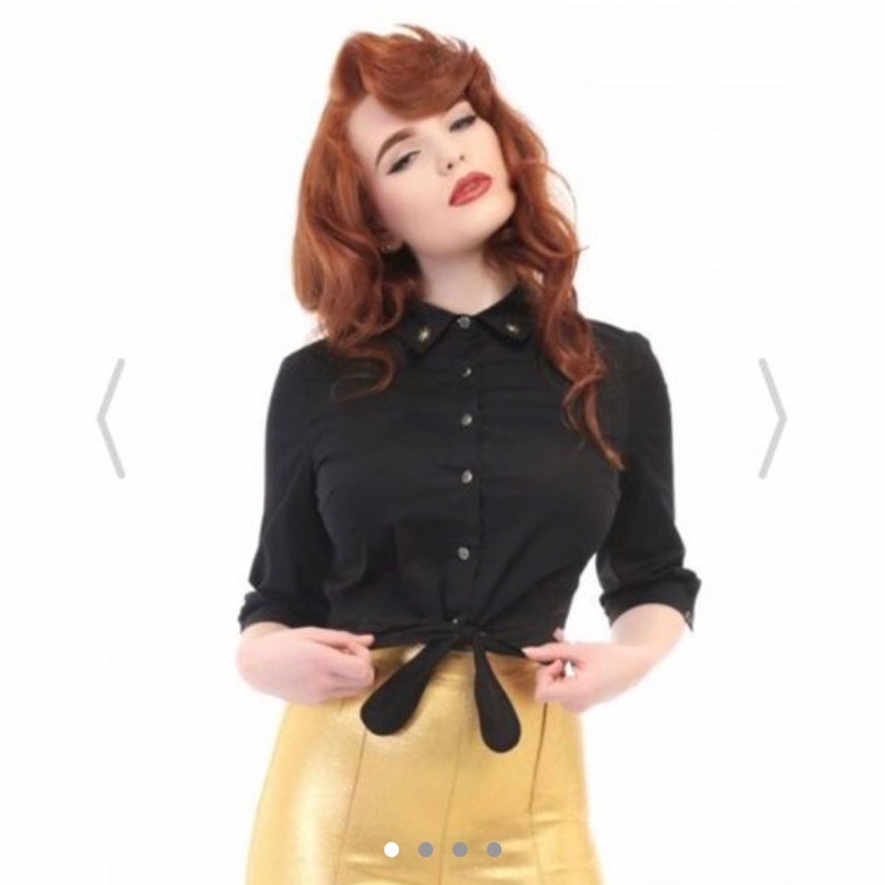 Collectif tie waist button down top size 6